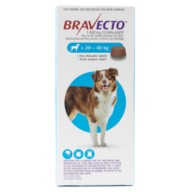 Bravecto Chewable Tick & Flea Tablet for Dogs 20-40kg (1 Chew)