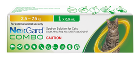 Nexgard Combo Spot-On for Cats - 2.5-7.5kg - Flea, Tick, Worm, Parasite