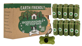 Earth Friendly - 20 X Rolls/ 300 Biodegradable Dog Poop Bags + Dispenser