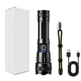 LED Flashlight 90000 lumen Most Powerful Rechargeable Torch - Black