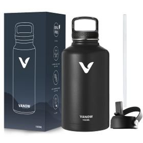 VANOW 1.9L Stainless Steel Double Wall Leak Proof Water Bottle with 2 lids