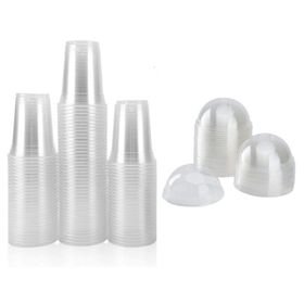 Clear Disposable Juice Cups With Lids (Pack of 50)