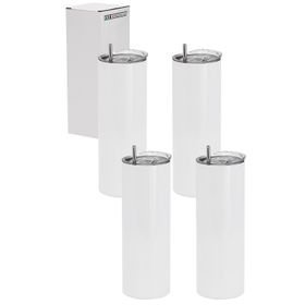 Sublimation Tumbler Stainless Steel 20oz (600ml) with Metal Straw (Pack 4)