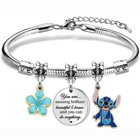 Stainless Steel Stitch Girl's Bracelet Charm Bracelet