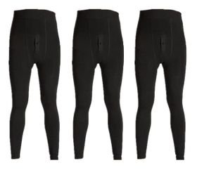 Men's Thermal Fur Lined High Waist Winter Underwear Pants - 3 Pack
