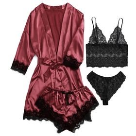 Lingerie for Women See Through Erotic Lounge-wear Pajama - 4-Piece Set