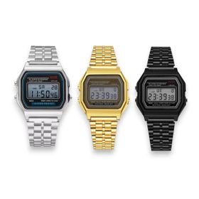 3 Retro Classic Design Steel Digital Wristwatch