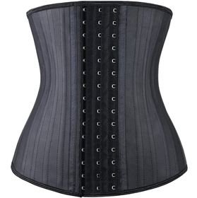 25 Steel Boned Latex Waist Trainer Belly Slimmming Belt - Black
