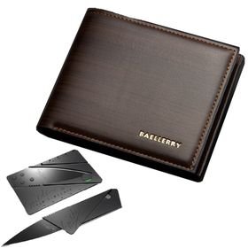 Baellerry Wallets For Men PU Leather Bi-Fold Wallet DR005 + Card Knife