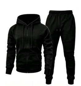 Men's Athletic Fleece Tracksuit Set,Zip-Up Hoodie and Joggers