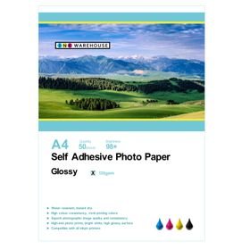 INKWAREHOUSE 135 GSM Self Adhesive Gloss Photo Paper A4 - 50 Sheets