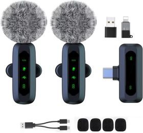 Wireless Lavalier Type-C Microphones Compatible With Android & iOS Devices