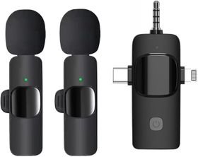 Wireless 3 in 1 Lavalier Microphones Noise Canceling Dual Mic SE