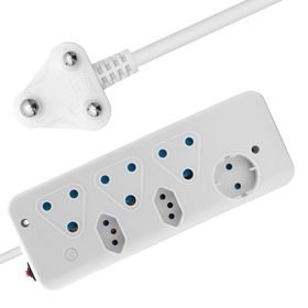 Ellies 6 Way Basic Multi plug - 0.5M - White