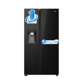 Haier 573L No Frost Side by Side Fridge, Water Dispenser-Mirror Black Glass