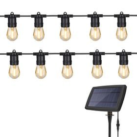 Lighting 10 LED Festoon Vintage Bulb String Lights - 5m Solar Panel
