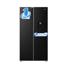 Haier 585L No Frost Side by Side Fridge, Water Dispenser-Mirror Black Glass
